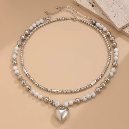 DOBLE COLLAR PERLA CORAZÓN