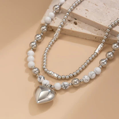 DOBLE COLLAR PERLA CORAZÓN