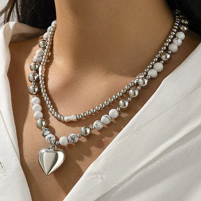 DOBLE COLLAR PERLA CORAZÓN