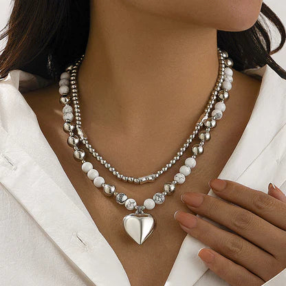 DOBLE COLLAR PERLA CORAZÓN